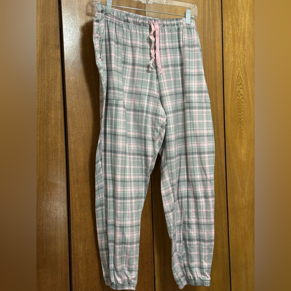 Plaid Pink & Gray Drawstring Lounge Pants